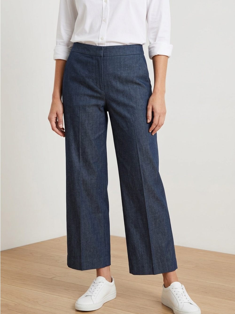 Ann Taylor Cropped Wide-Leg Gray Trousers
